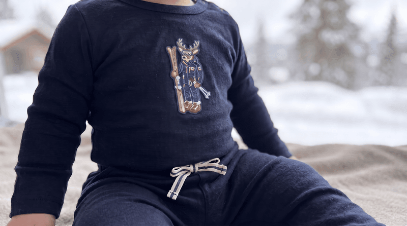 Skireinen ullbambus body - marineblå