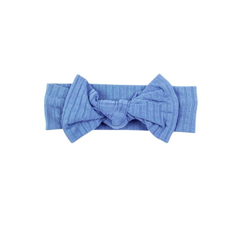 Himmelblå hårbånd i ribbet bambus til baby