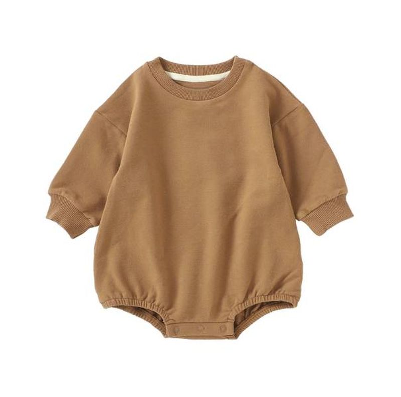 Karamell sweatshirt romper med navn - Brodering