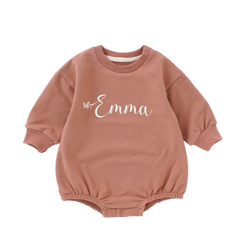 Old rose sweatshirt romper med navn - trykk